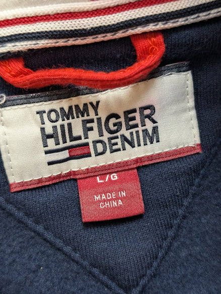 ➜ Sweat à Capuche Tommy Hilfiger - Grand Logo Blanc - Marine - Taille L/XL