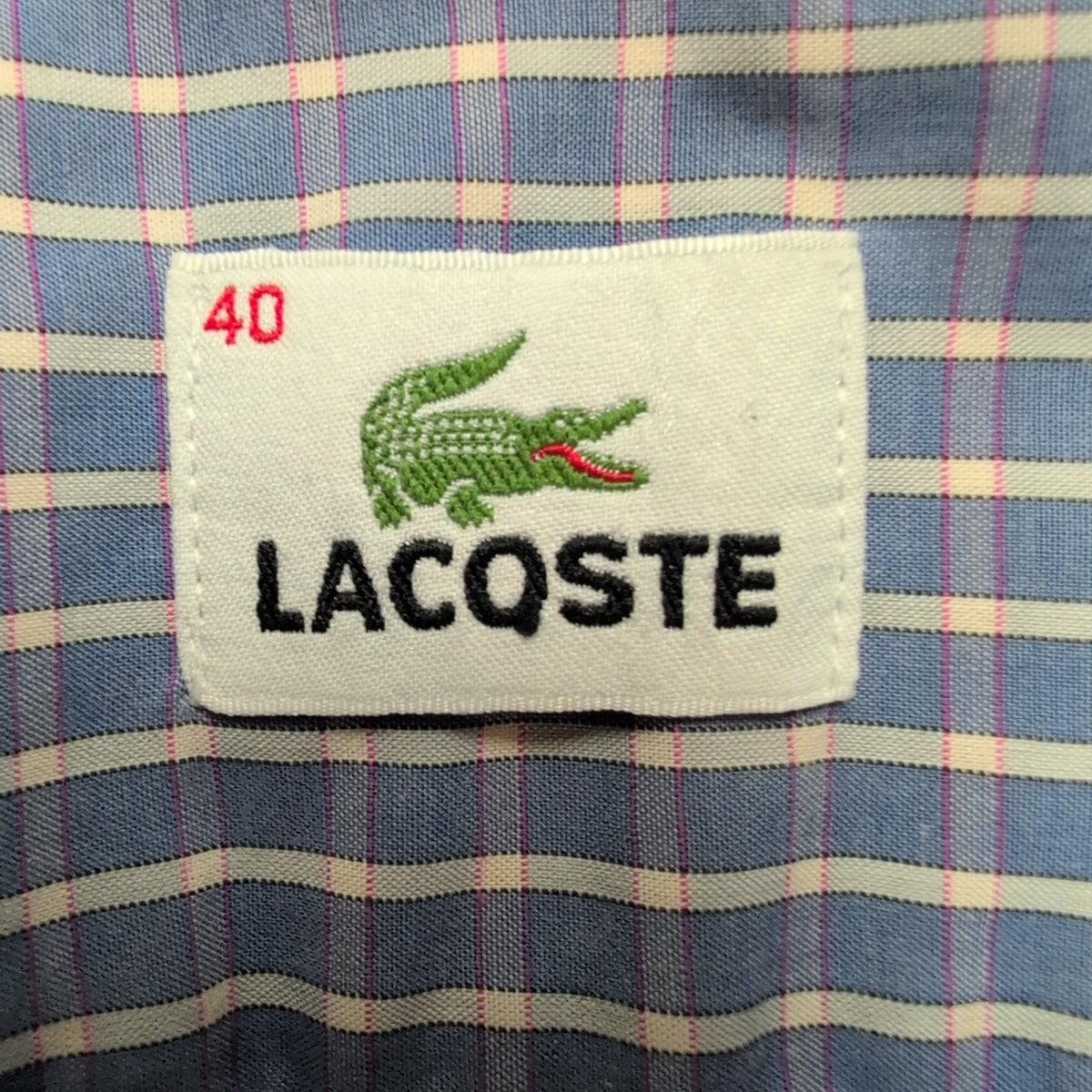 Chemise Lacoste Vintage Manches Courtes 40 M Bleu Blanc Carreaux