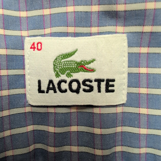 Chemise Lacoste Vintage Manches Courtes 40 M Bleu Blanc Carreaux