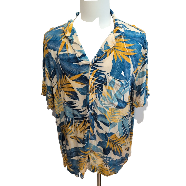 Chemise Hawaïenne Manches Courtes Old Navy Viscose Feuillage XL