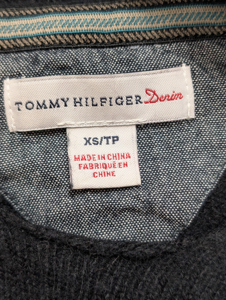 Pull Femme Tommy Hilfiger Noir Angora - Écharpe Intégrée - Taille XS