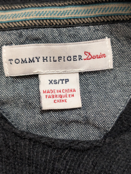 Pull Femme Tommy Hilfiger Noir Angora - Écharpe Intégrée - Taille XS