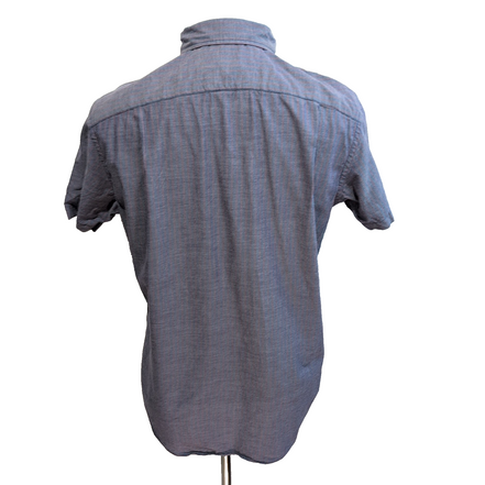 Chemise Nautica S Bleu Rayures Rouges 100% Coton Logo Poche Manches courtes