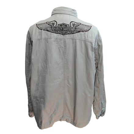 Surchemise Harley-Davidson XL Gris Doublée Coton Brodée Boutons Pression