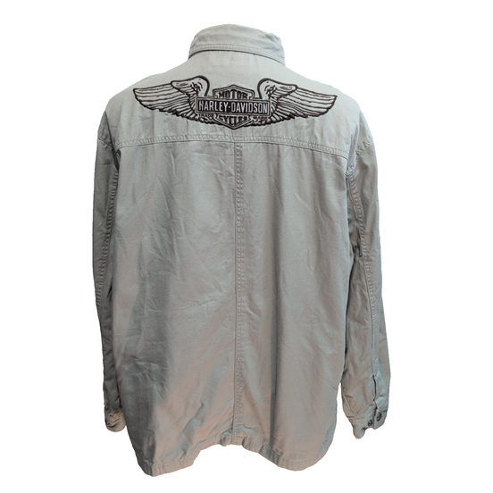 Surchemise Harley-Davidson XL Gris Doublée Coton Brodée Boutons Pression