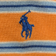 Pull Polo Ralph Lauren Col Rond Rayé Orange & Bleu 100% Coton Pima - Taille XXL