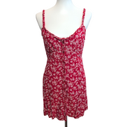 Robe d'été Femme M Rouge Floral Viscose Boutonnée Bretelles Réglables