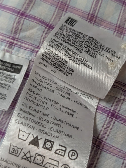Chemise manches courtes Dockers violet à carreaux taille XXL #184msch