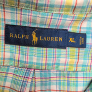 Chemise Shirt Ralph Lauren Carreaux Multicolore Logo Rose XL Button Down