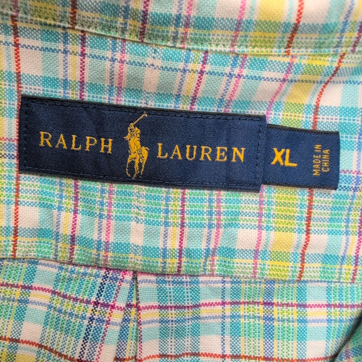 Chemise Shirt Ralph Lauren Carreaux Multicolore Logo Rose XL Button Down