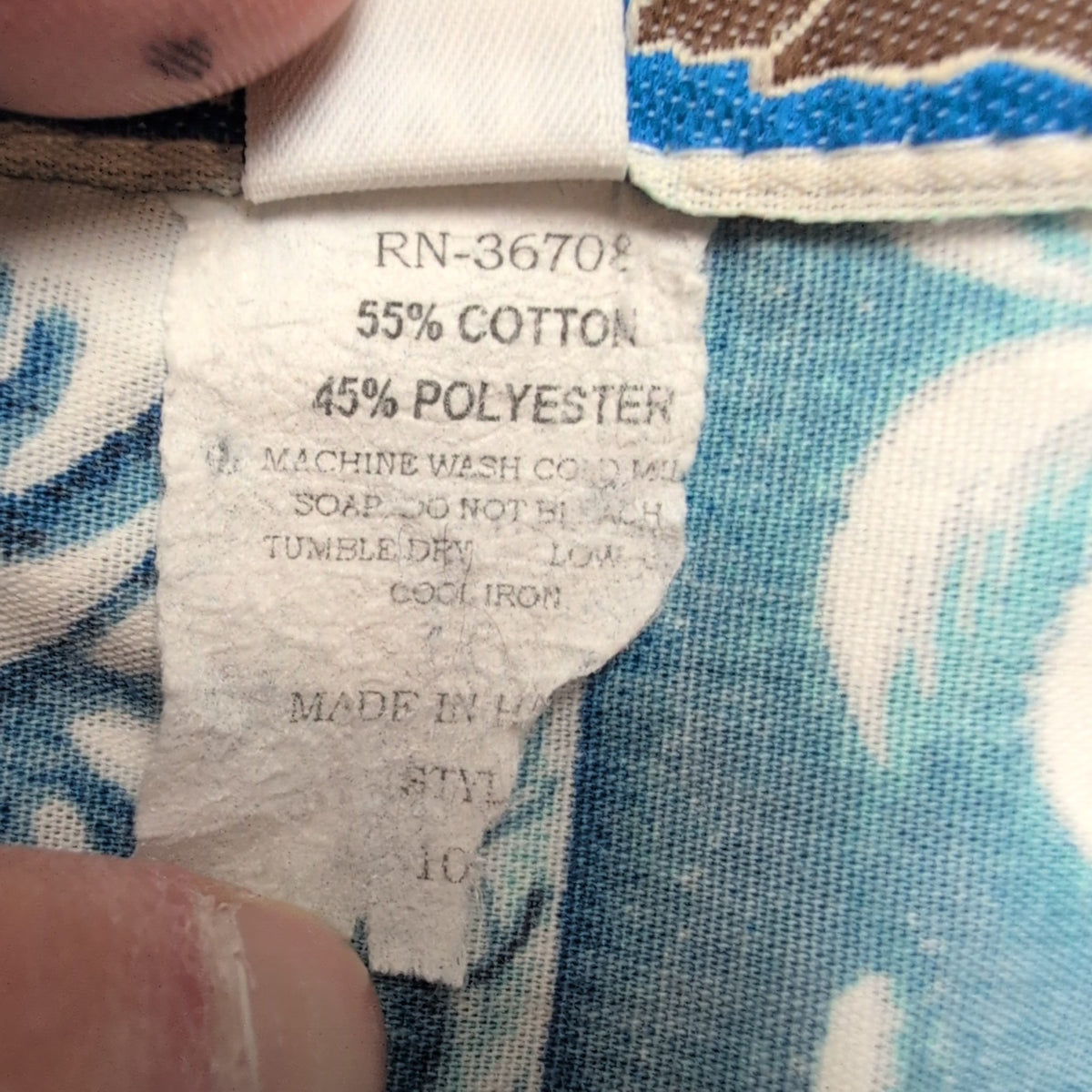Chemise Hawaïenne Makapuu Hawaii USA 3XL Surf Palmier Bleu Vtg manches courtes