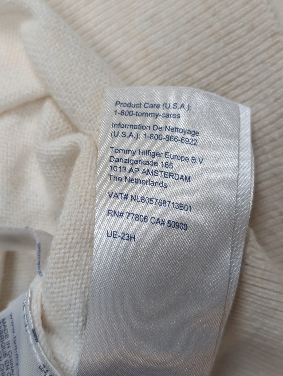 Pull Tommy Hilfiger Homme Col Montant Blanc Cassé - Coton Pima & Cachemire - M