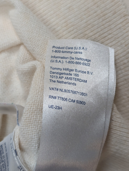 Pull Tommy Hilfiger Homme Col Montant Blanc Cassé - Coton Pima & Cachemire - M