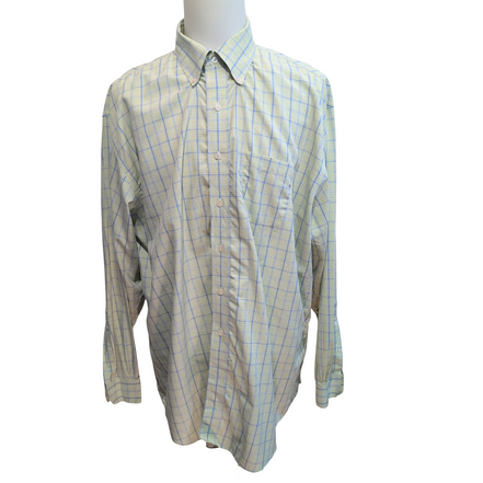 Chemise Brooks Brothers 2XL Vert Bleu Carreaux 100% Coton