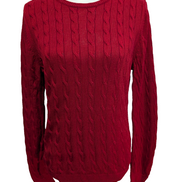 Pull Lauren Ralph Lauren Femme Rouge Satiné Torsadé Boutons Métal Taille L
