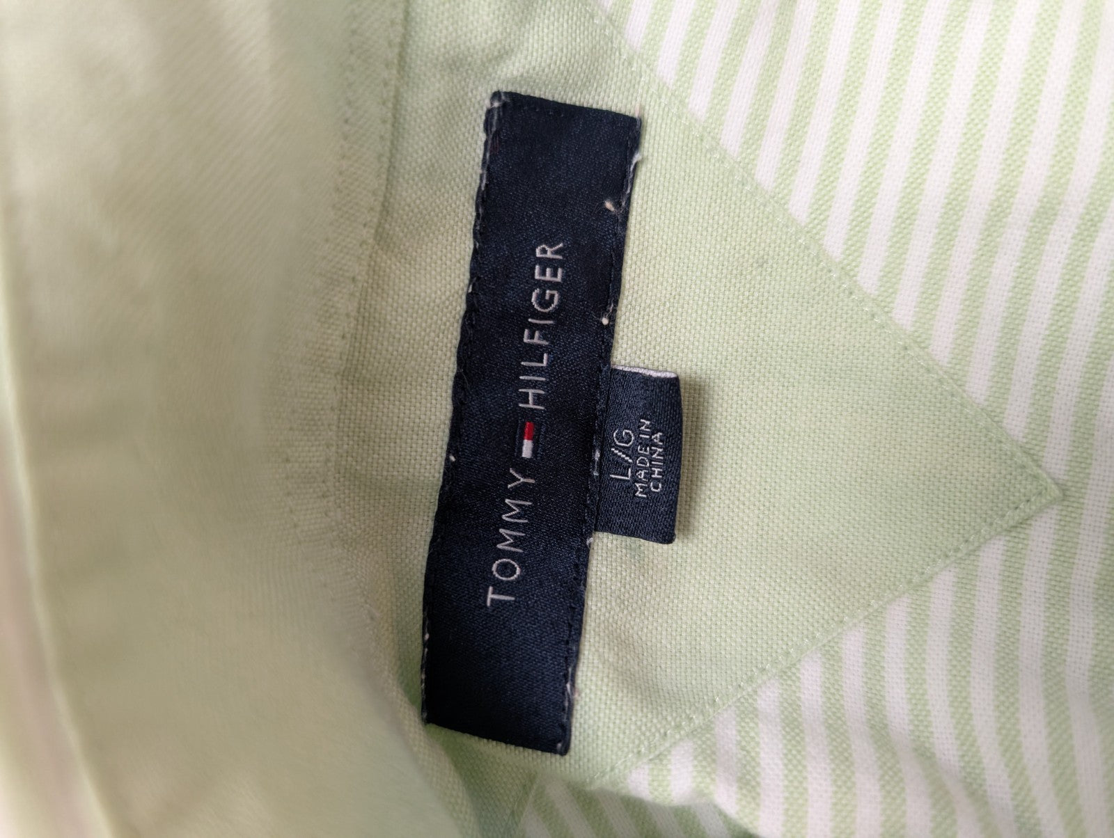 Chemise Tommy Hilfiger verte à rayures taille L #273msch