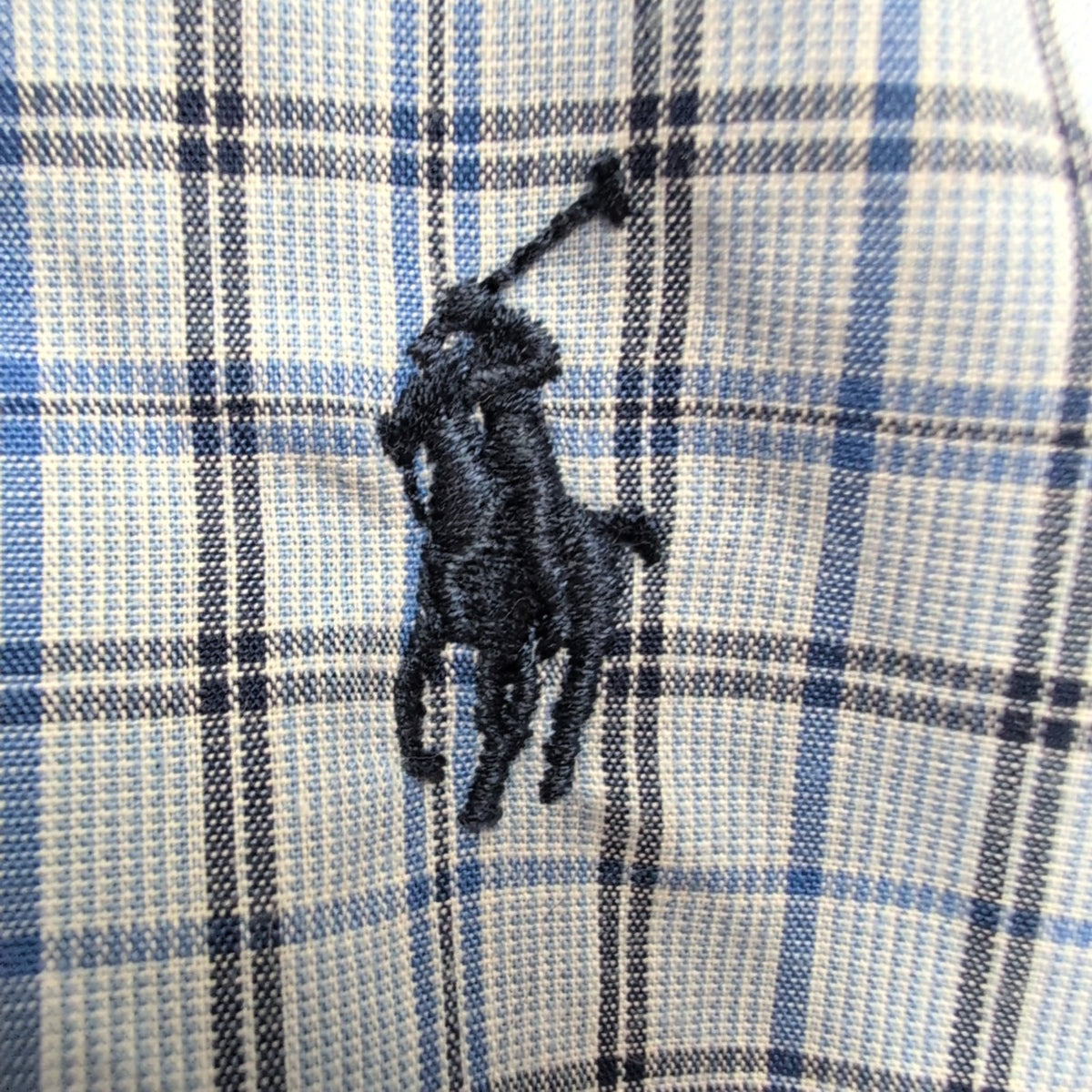 Chemise Ralph Lauren Yarmouth ML Bleu Carreaux Noir Vintage Coton