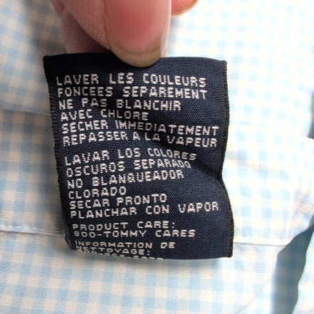 Chemise Tommy Hilfiger bleu ciel à carreaux manches courtes à poche taille L