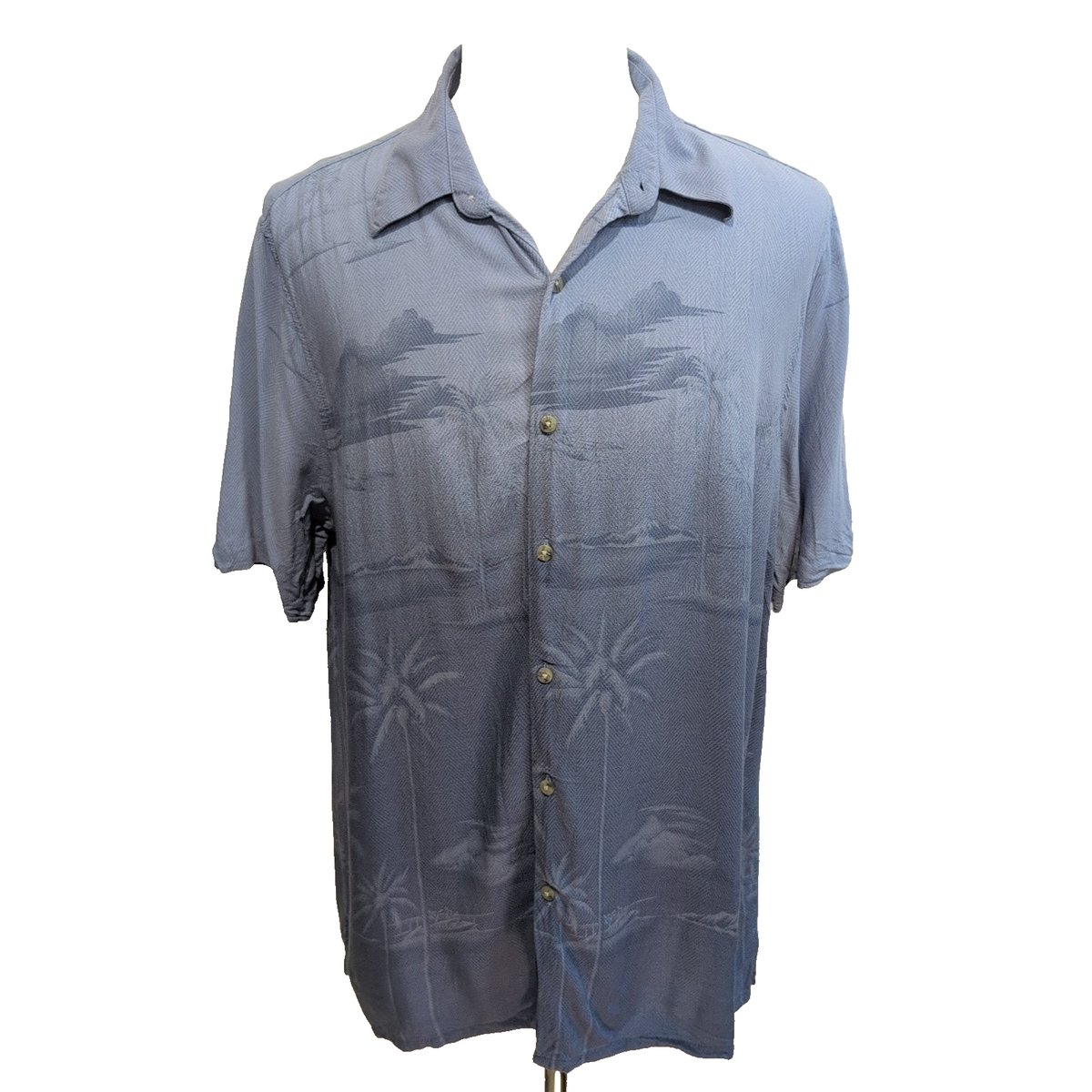 Chemise Hawaïenne Croft & Barrow 100% Rayonne Palmiers Bleu XL manches courtes