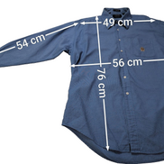 Chemise CHAPS vintage bleu uni logo brodé manches longues homme taille XL