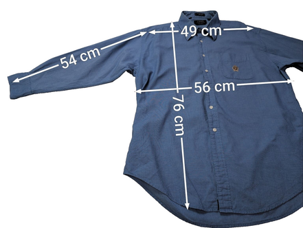 Chemise CHAPS vintage bleu uni logo brodé manches longues homme taille XL