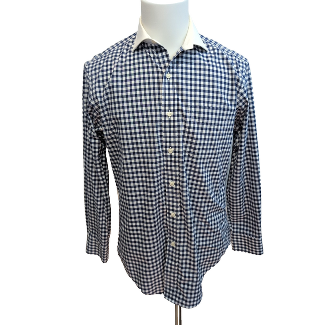 Chemise Lauren Ralph Lauren M bleu blanc col blanc Classic Fit coton