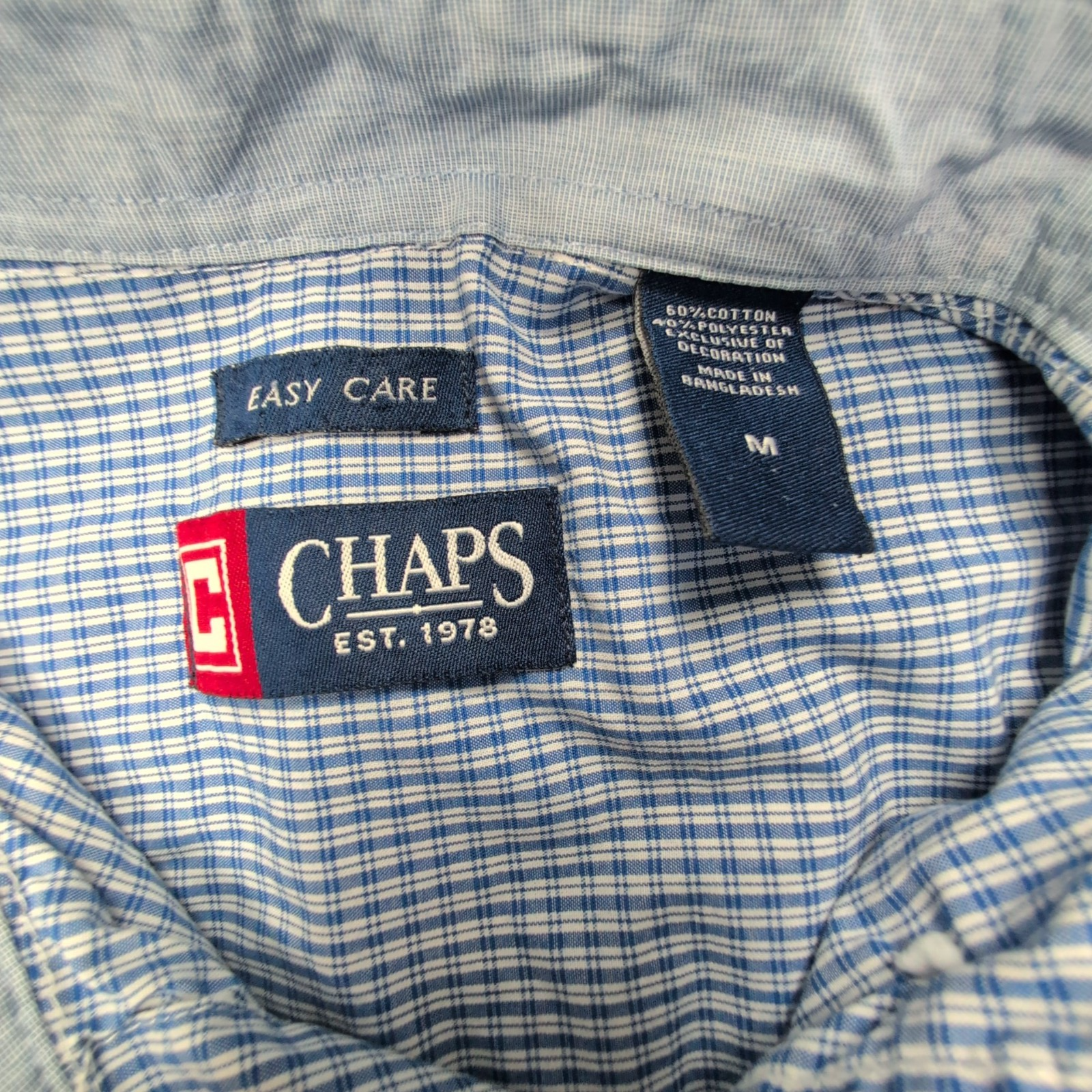Chemise CHAPS à carreaux bleus manches courtes homme taille M