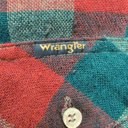 Chemise Wrangler Flanelle Style Western Rouge et Vert à Carreaux Vintage