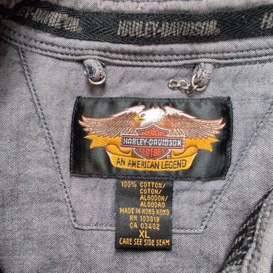 Surchemise Harley Davidson XL gris coton épais doublée boutons pression
