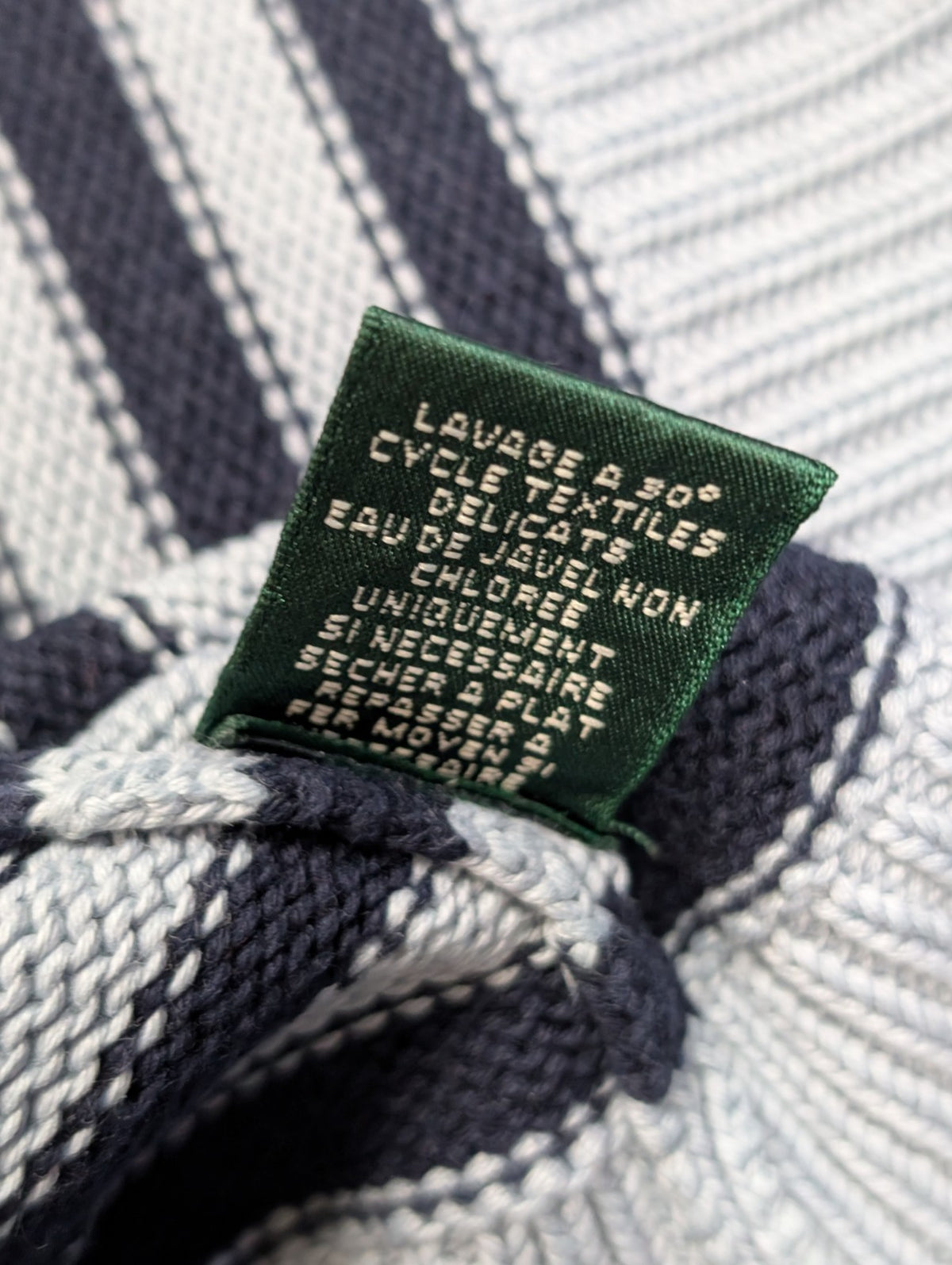 Pull LAUREN Ralph Lauren femme XL coton bleu marine rayures écusson brodé