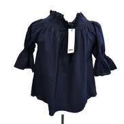 Blouse SOPHYLINE Paris Femme S Bleu Marine Broderie Florale Coton Neuve