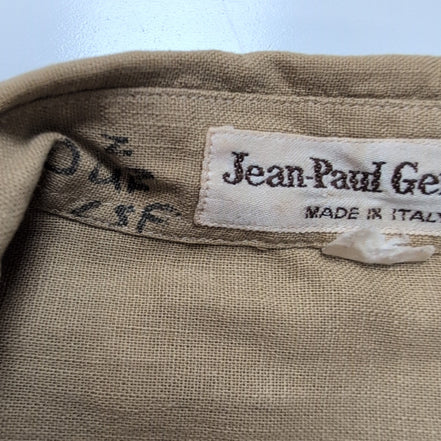 Jean Paul Germain chemise 100% lin beige vintage finition cachée boutons M