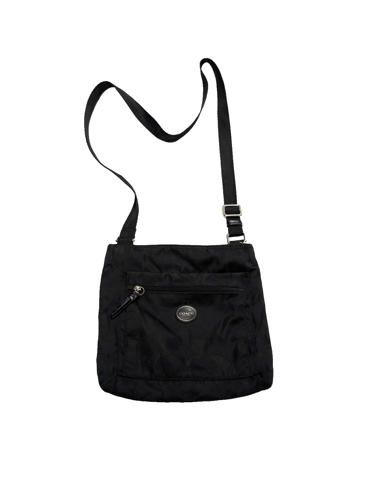 Sac Coach bandoulière en toile jacquard Signature noire