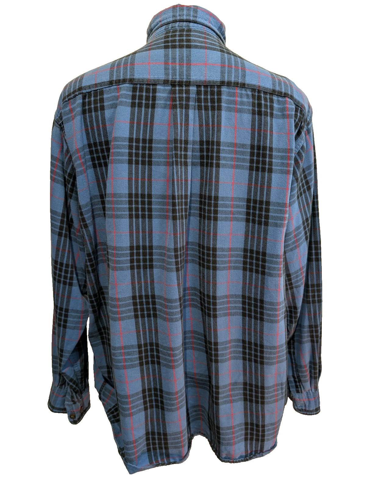 Chemise L.L. BEAN Flanelle Vintage Carreaux Bleu Noir Manches Longues Taille XL