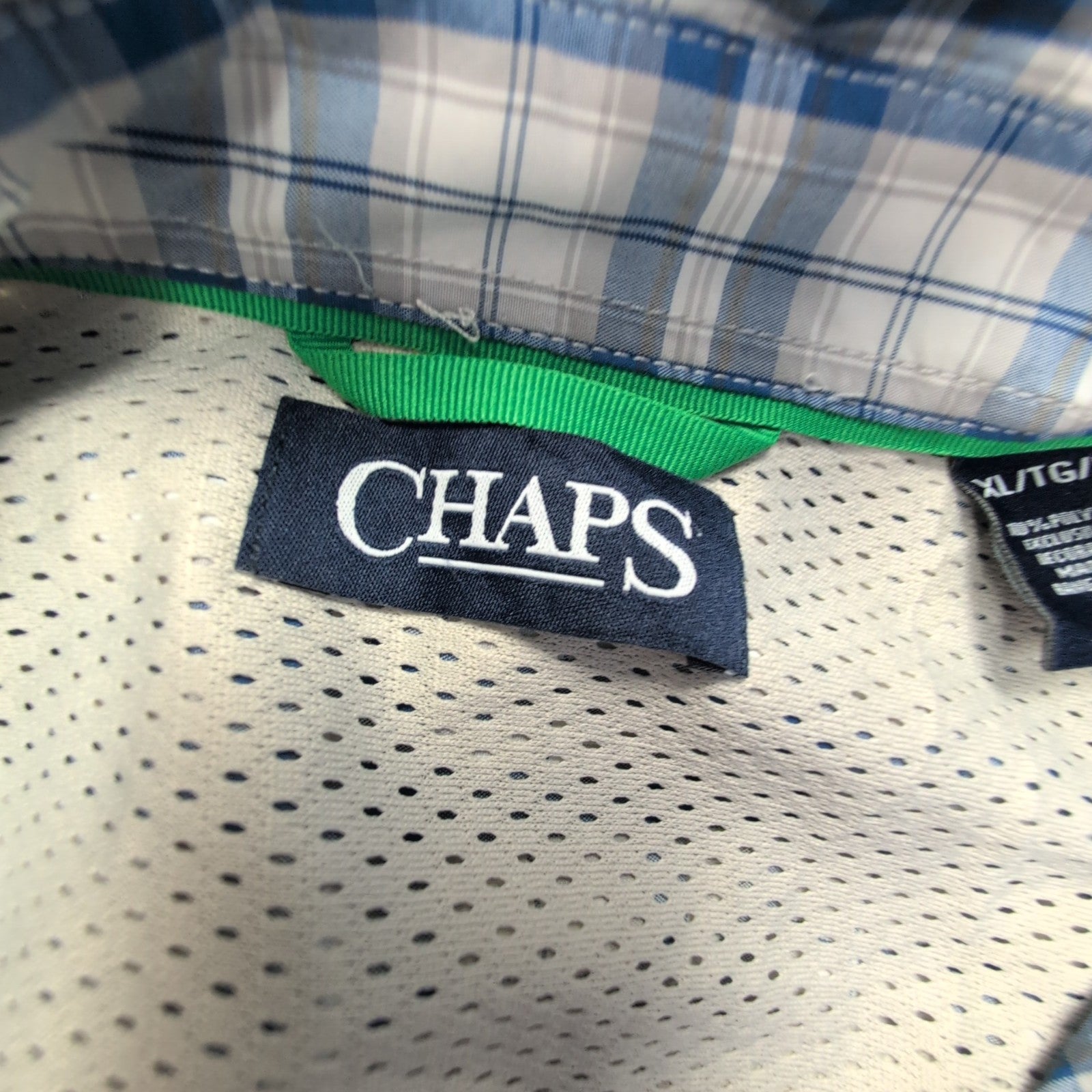 Chemise CHAPS à carreaux bleus manches courtes taille XL #146e