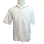 Chemise Hawaïenne Manches Courtes Cubavera Brodée Blanche Rayonne M