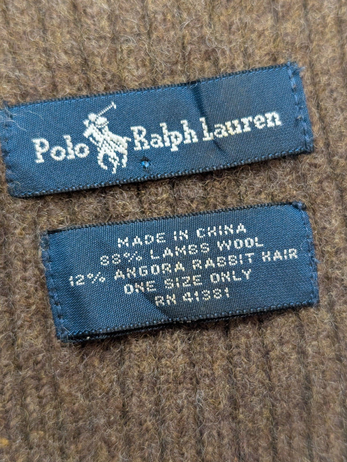 Écharpe Polo Ralph Lauren Marron Côtelée Laine d'Agneau & Angora