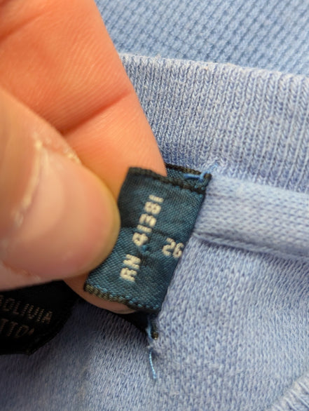 T-shirt Polo Ralph Lauren XL bleu ciel col V coton épais logo brodé