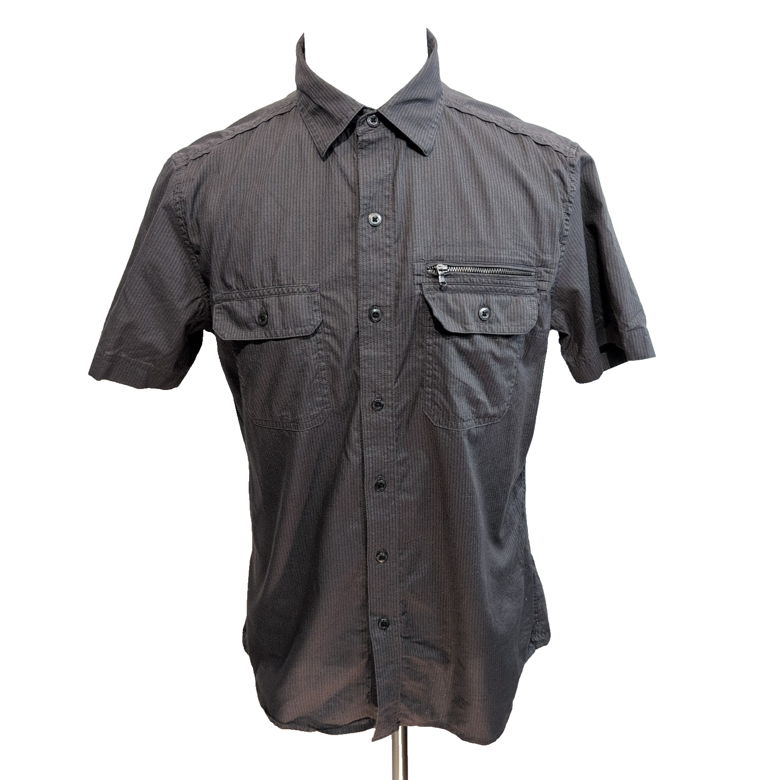 Chemise Rock & Republic M marron rayures manches courtes 100% coton