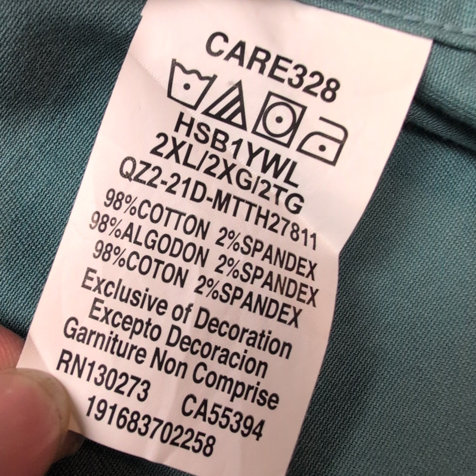 Chemise Wrangler Manche Courte Vert Pâle Stretch Taille 2XL Deux Poches