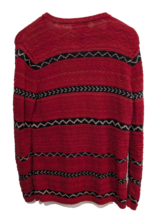 Gilet LAUREN Ralph Lauren femme S rouge noir rayures lin coton hand knit