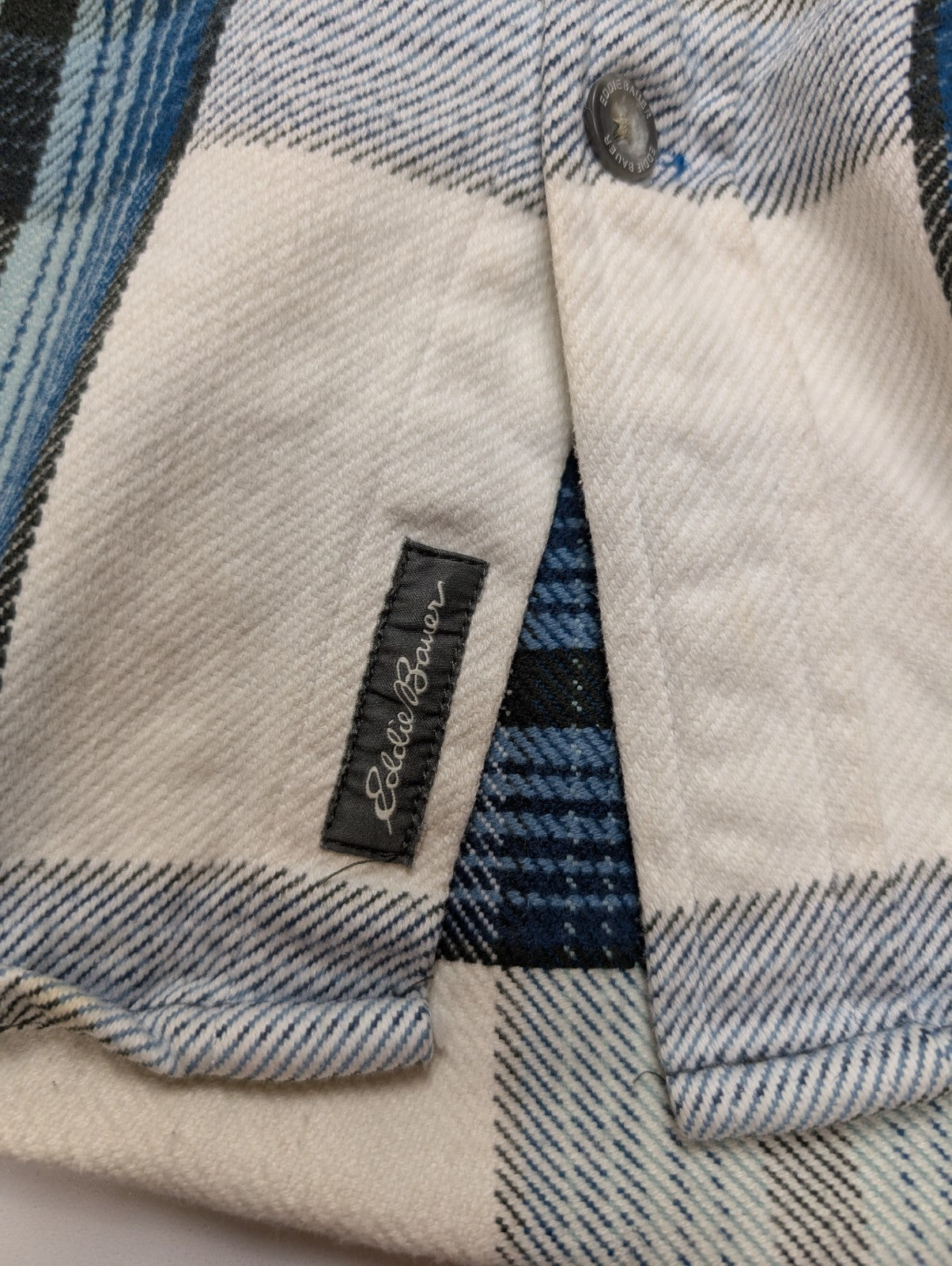 EDDIE BAUER Flanelle Bleu Blanc M Comme Neuve TACHE MINIME Coton Épais | 327S