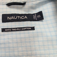 Chemise Nautica Bleu Ciel Petits Carreaux Taille XS 100% Coton Manches courtes