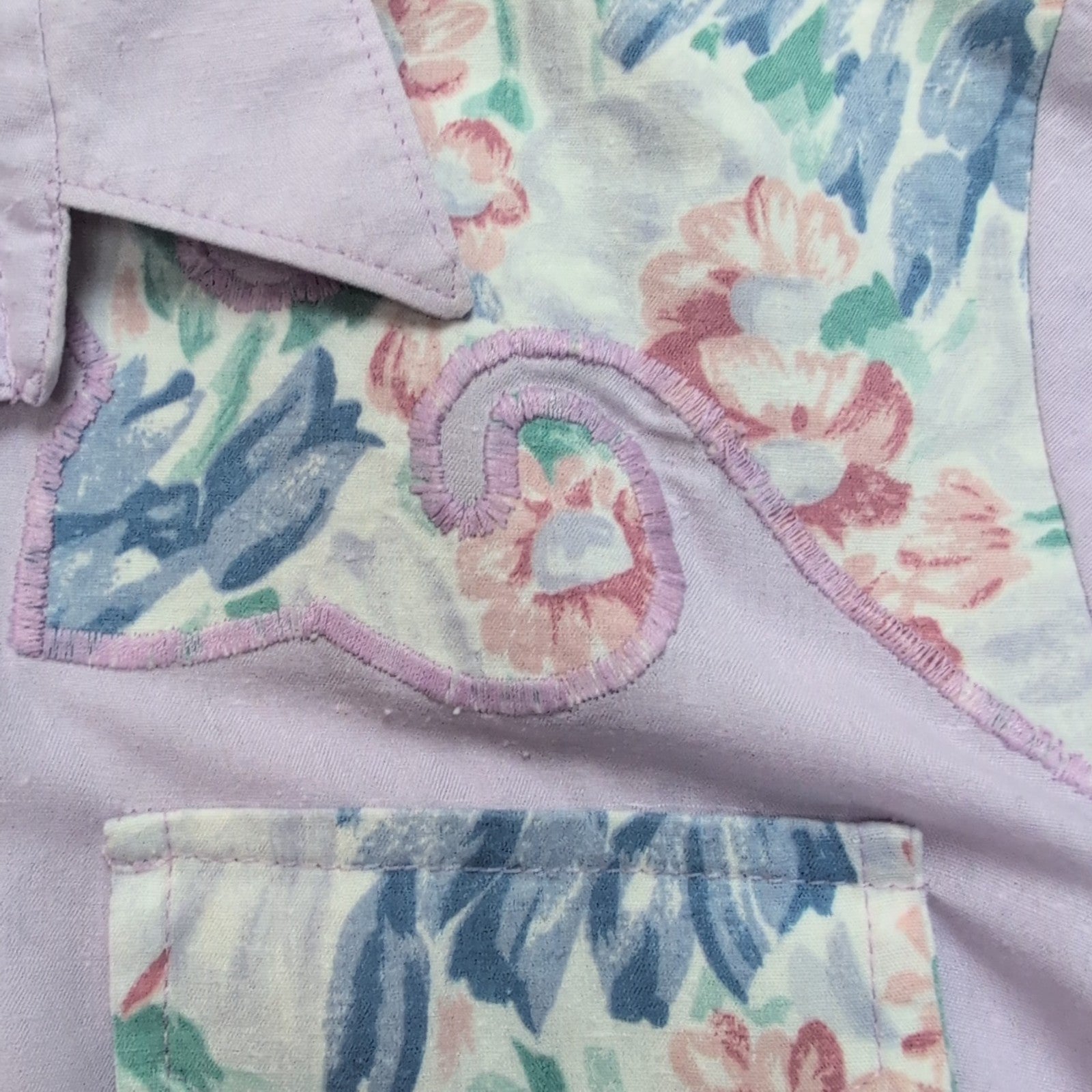 Chemise Western Vintage Lilas Florale Boutons Pression Manches Longues M/L