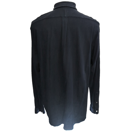 Chemise Ralph Lauren XXL Featherweight Mesh Coton Piqué Bleu Marine Logo Blanc