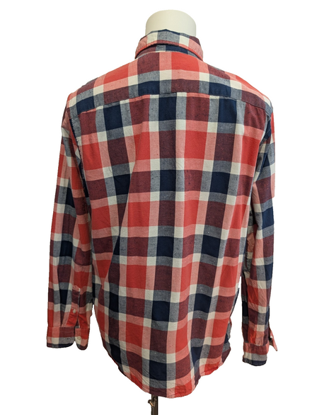 Chemise Levi's à Carreaux Rouge Blanc Bleu - Effet Lin Manches Longues T.XL