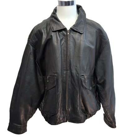 Blouson Cuir XXL Arcadia Noir 2XL Bomber Flight Jacket Veste Vintage | 55c