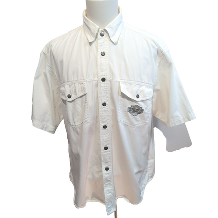 Harley Davidson Chemise Blanche Manches Courtes 100% Coton Homme XL