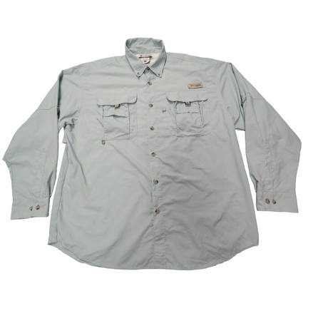 Chemise Columbia PFG nylon verte pastel uni poches manches longues taille M