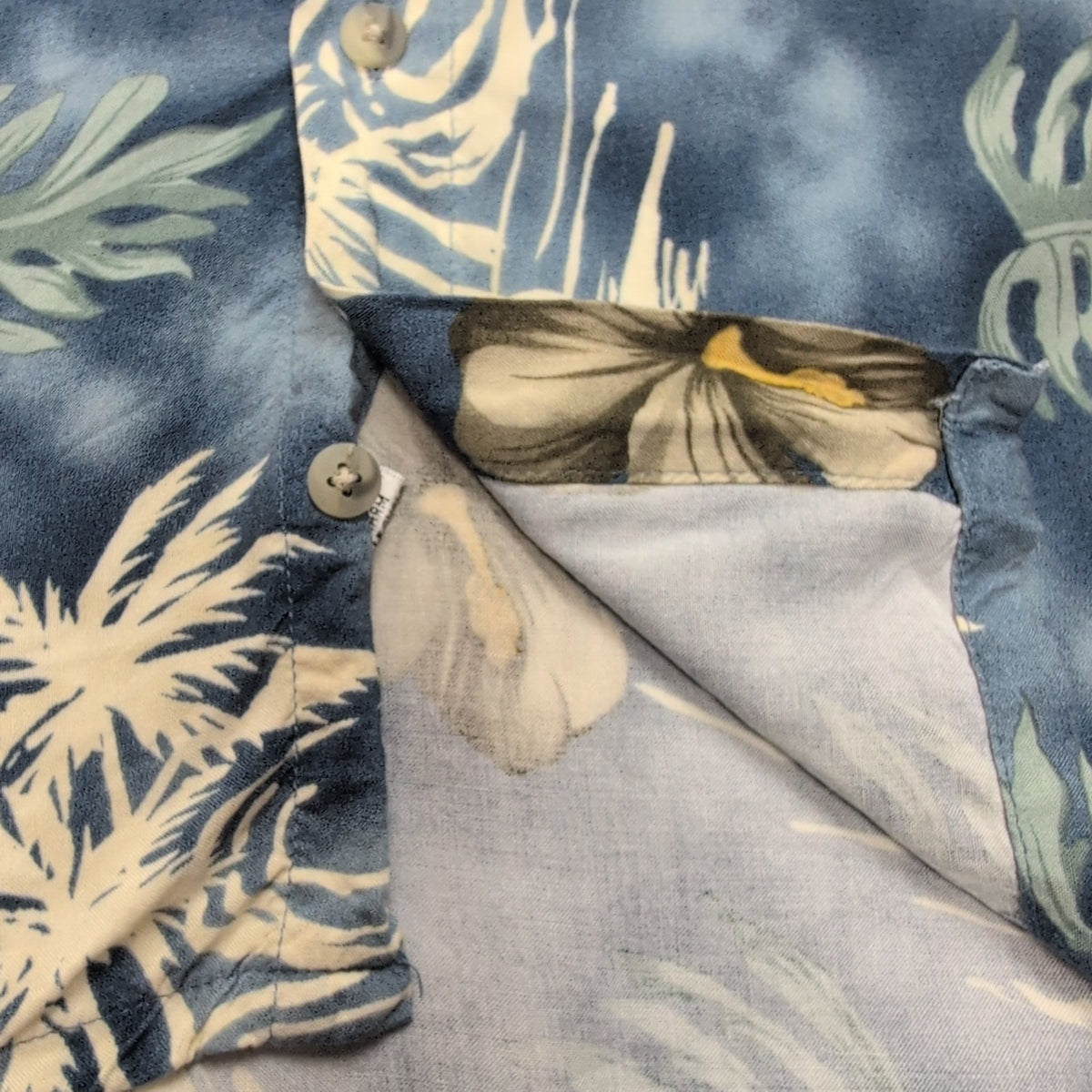 Chemise Hawaïenne Pierre Cardin XL Rayonne Made in Korea Bleu Tropical